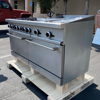Fourneau à gaz professionnel Vansenk à 6 brûleurs + gril à charbon de bois de 24 pouces, plaque de cuisson, garantie 1 an, acier inoxydable, équipement commercial
