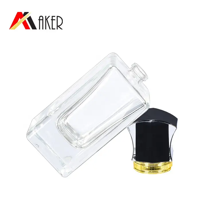 China Großhandel 50 ml klare quadratische kristallglas-Parfumflasche transparente leere Parfüm-Glas-Sprühflasche