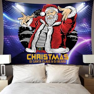 Unique Intéressant Lumineux Coloré <span class=keywords><strong>Punk</strong></span> Cool Père Noël Série Diffusion En Direct Fond Tissu 3D Impression Numérique Tapisserie - Product Image 2