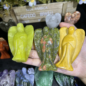 Vente chaude Cristal Ange Ornement Sculpté À La Main Fengshui Pierre Semi-précieuse Ange Sculptures pour La Méditation - Product Image 4