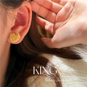 King <b>Silver</b> Jewelry Rose Heart <b>Stud</b> Earrings S925 Sterling <b>Silver</b> Gold Plated Everyday Wear - Product Image 3