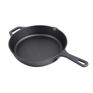 Sartén redonda personalizada, plancha <span class=keywords><strong>de</strong></span> <span class=keywords><strong>hierro</strong></span> <span class=keywords><strong>fundido</strong></span>, presazonada, barata - Product Image 3