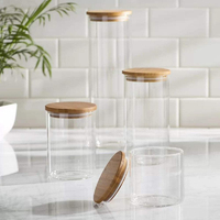 Récipient de pot de stockage en verre borosilicaté d'approvisionnement direct d'usine avec couvercle en bambou hermétique 500ml 750ml 1000ml 1500ml pour la nourriture