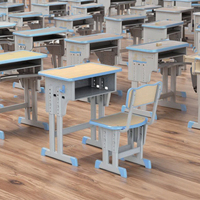 Tables d'étude et chaises en plastique et acier pour salles de classe scolaires, modernes, durables et écologiques RSD