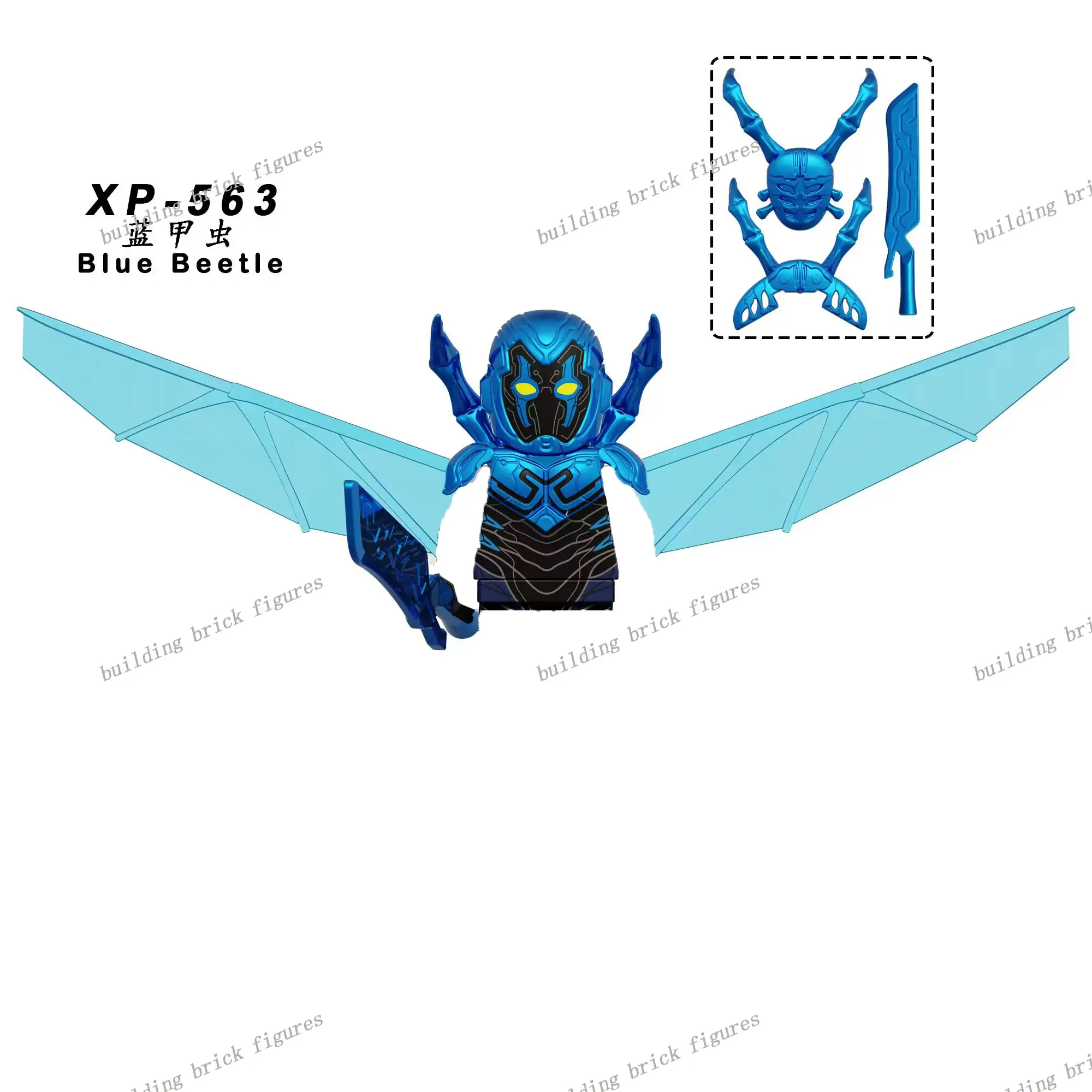 LEMON Super Heroes Mystery Men Comics Blue Beetle Character Mini Bricks Building Block Figure Plastic Collect Toy para niños XP563