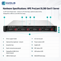 Serveur en rack d'entreprise personnalisé HPE ProLiant DL360 Gen11 1U Intel 5515+ 8 cœurs 64 Go 2x480 Go SSD 10G OCP