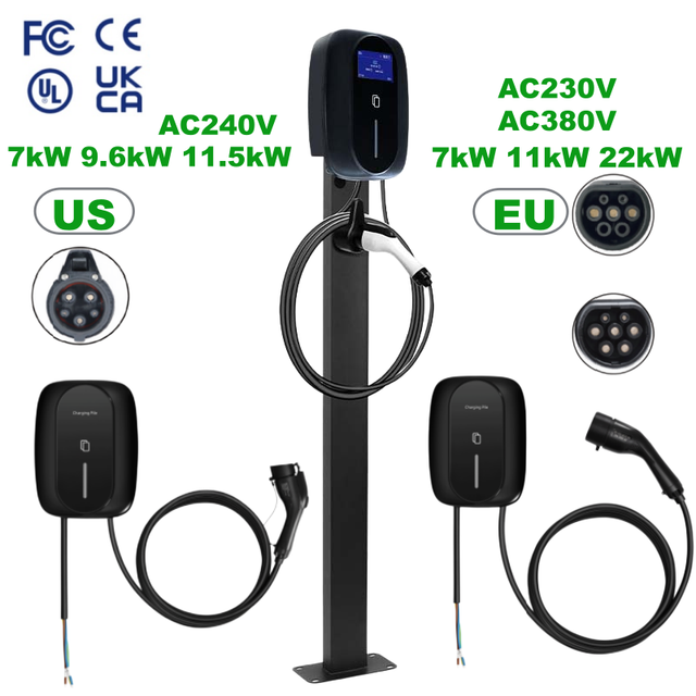 OEM ODM EU US Standard TSX EV Charging Station 7kW Type 1/Type2 16A 32A Wall Mount Portable EV Charger Electric Vehicle Wallbox