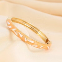 Gelang Manset Paduan Enamel Warna-warni Grosir Berlapis Emas Motif Bunga Aksesoris Perhiasan Wanita Modis Lucu