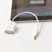 Cable adaptador de entrada AUX para coche, blanco y negro, para iPod, iPad, iPhone, conector macho de 30 pines a estéreo de 3,5 mm para ordenadores iOS, con blindaje trenzado