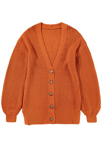 Shewin 2025 Cardigan da <span class=keywords><strong>Donna</strong></span> <span class=keywords><strong>Arancione</strong></span> con Scollo a V, Maglione Casual Autunnale a <span class=keywords><strong>Maglia</strong></span> Grossa con Bottoni Frontali - Product Image 6