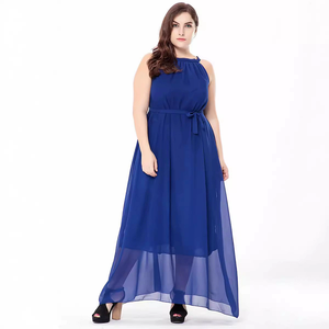 Abito Estivo Casual in Chiffon Senza Maniche a Collo Tondo Tinta Unita <span class=keywords><strong>Taglie</strong></span> <span class=keywords><strong>Forti</strong></span> Personalizzato per Donna - Product Image 4