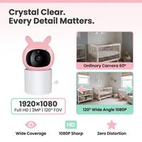 Caméra de surveillance pour bébé WiFi PTZ 1080P, 355 °   Pan 55 °   Inclinaison, Vision nocturne sans lumière rouge, Alerte sonore et de température, Carte TF, Application