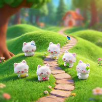 Figur Kucing Putih Mini Resin Kawaii Laris Manis, Ornamen Kerajinan untuk Dekorasi Taman Peri, Meja, Rumah, dan Lanskap Terarium