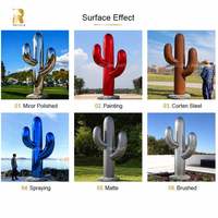 Sculpture de cactus en acier inoxydable de grande taille RELONG, polie miroir, pour extérieur, jardin, art public, statue en métal sur mesure