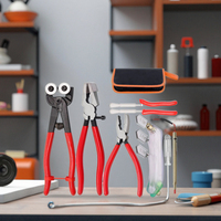 Ensemble d'outils de coupe pour verre en acier avec sac à fermeture éclair en cuir comprenant une pince coupante pour verre d'alimentation en huile