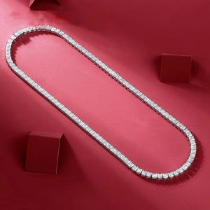 Collar de Tenis Xinfly con Cadena de Eslabones Cuadrados, Plata de Ley 925 y Diamantes de Moissanita para Mujer, Precio de Fábrica - Product Image 4