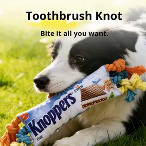 Juguete de Cuerda para Perros con Nudo, Diseño de Galleta de Chocolate, Sonido Interactivo, Resistente a Mordeduras, para Masticar y Limpiar los Dientes - Product Image 4