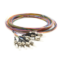 Paquete de 12 Fibras Ópticas Pigtail SC UPC LC APC Monomodo OS2 G657A 0.9mm 3mm PVC 1m 3m Codificadas por Colores Sin Revestimiento FTTH Personalizadas