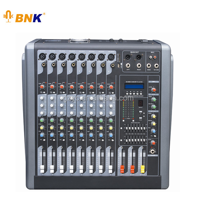 350W Powered Audio Mixing Amplifier Mixer Console with Good Price K608D
