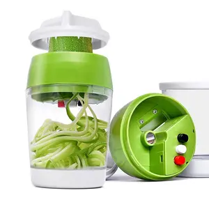 Spiralizer แบบพกพาปรับได้4 In 1,เครื่องสไลด์ผักทำสปาเก็ตตี้บวบพร้อมภาชนะ