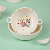 Assiette mélamine en plastique dessin animé lapin rose mignon vaisselle durable pour enfants articles ménagers insipides pour le dîner des enfants