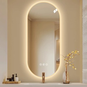 Specchio LED Ovale Premium per Bagno, Senza Cornice, Antiappannamento, Controllo Touch, Dimmerabile, 3 Temperature di Colore, per Vanità Domestica - Product Image 1
