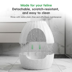 2026 Nieuwe stijlvolle & leuke multifunctionele <span class=keywords><strong>plastic</strong></span> kattenhuisje kleine dierenbed met fluwelen kussen & kunstplant decoratie binnen - Product Image 3