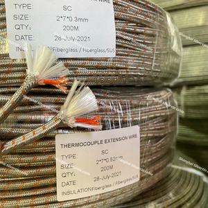 Fil de thermocouple de type K <span class=keywords><strong>Double</strong></span> isolation en fibre de verre <span class=keywords><strong>plat</strong></span> avec câble thermocouple global en tresse d'acier inoxydable - Product Image 2