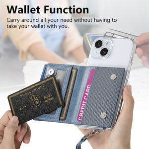 Étui portefeuille pour téléphone avec porte-cartes et autocollant arrière pour iPhone, compatible avec plusieurs modèles de téléphones, clip à monnaie, cordon, usage quotidien - Product Image 3