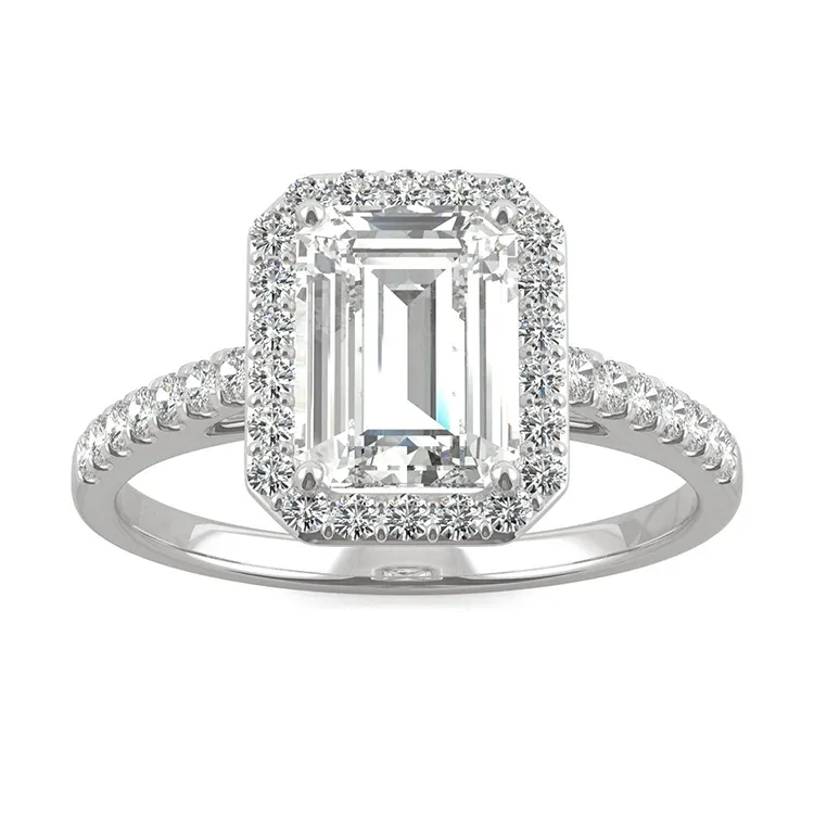 Bague en or Moissanite 1.75CT, bijou de fiançailles en diamant taille émeraude 14K, bague en or pur