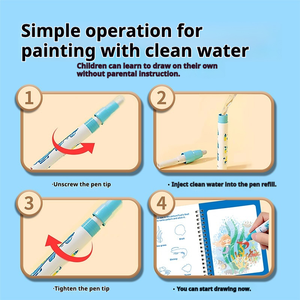 Libro de Dibujo con Agua para Niños, Bloc de Dibujo sin Manchas, Libro de Pegatinas, Papel que Revela el Color, Juguete para Bebés (Versión en Inglés) - Product Image 5