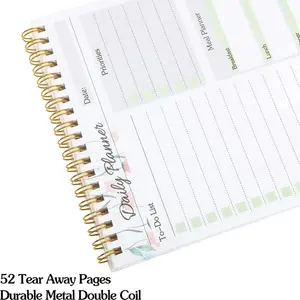 Daily Planner Notepad With Hourly Schedule - To Do List Notepad 52 Sheets Tear Off 6.5" X 9.8" Productivity Planner Checklist