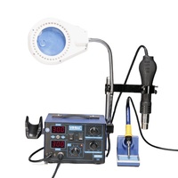 Station de soudage et de reprise 2-en-1 YIHUA 862D+ avec support pour pistolet à air chaud et kit lampe loupe