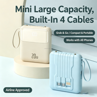 Batterie externe à charge rapide 10000 mAh, chargeur portable avec câble intégré PD QC3.0, Power Banks 10000 mAh, batterie externe