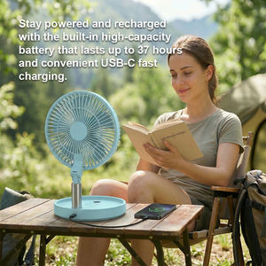 Ventilador <span class=keywords><strong>de</strong></span> Camping Eléctrico Recargable y Plegable con Control Remoto, Luces LED y Motor sin Escobillas - Ideal para Uso en Exteriores y Hoteles - Product Image 4