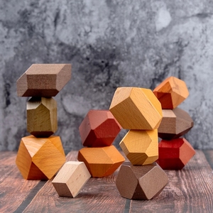 12 pezzi di grandi dimensioni in pietra di faggio Montessori blocco educativo giocattolo per bambini impilamento gioco di bilanciamento pietra in legno giocattolo regali - Product Image 3