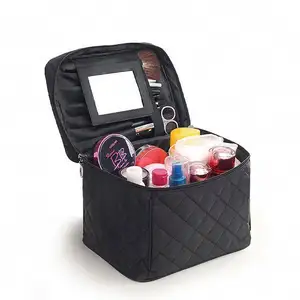 Large Capacity Multifunctional Folding Beauty Bag Case Portable Travel Blank Cosmetic Storage Bag With Mirror