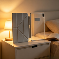 Étui magnétique blanc antichoc pour iPad Pro 11 pouces / iPad Air, coque transparente en TPU anti-chute avec support réglable