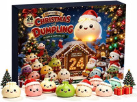 Calendrier de l'Avent de Noël 2026 : 24 Pièces de Jouets Squishy en Forme de Dumpling, Mignons, Doux, à Presser, Anti-stress, Boîte Mystère de Noël, Cadeau