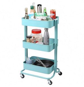 3-tier <b>Rolling</b> Utility Cart Storage Shelves Multifunction Storage Holder Kitchen <b>Rack</b> - Product Image 1