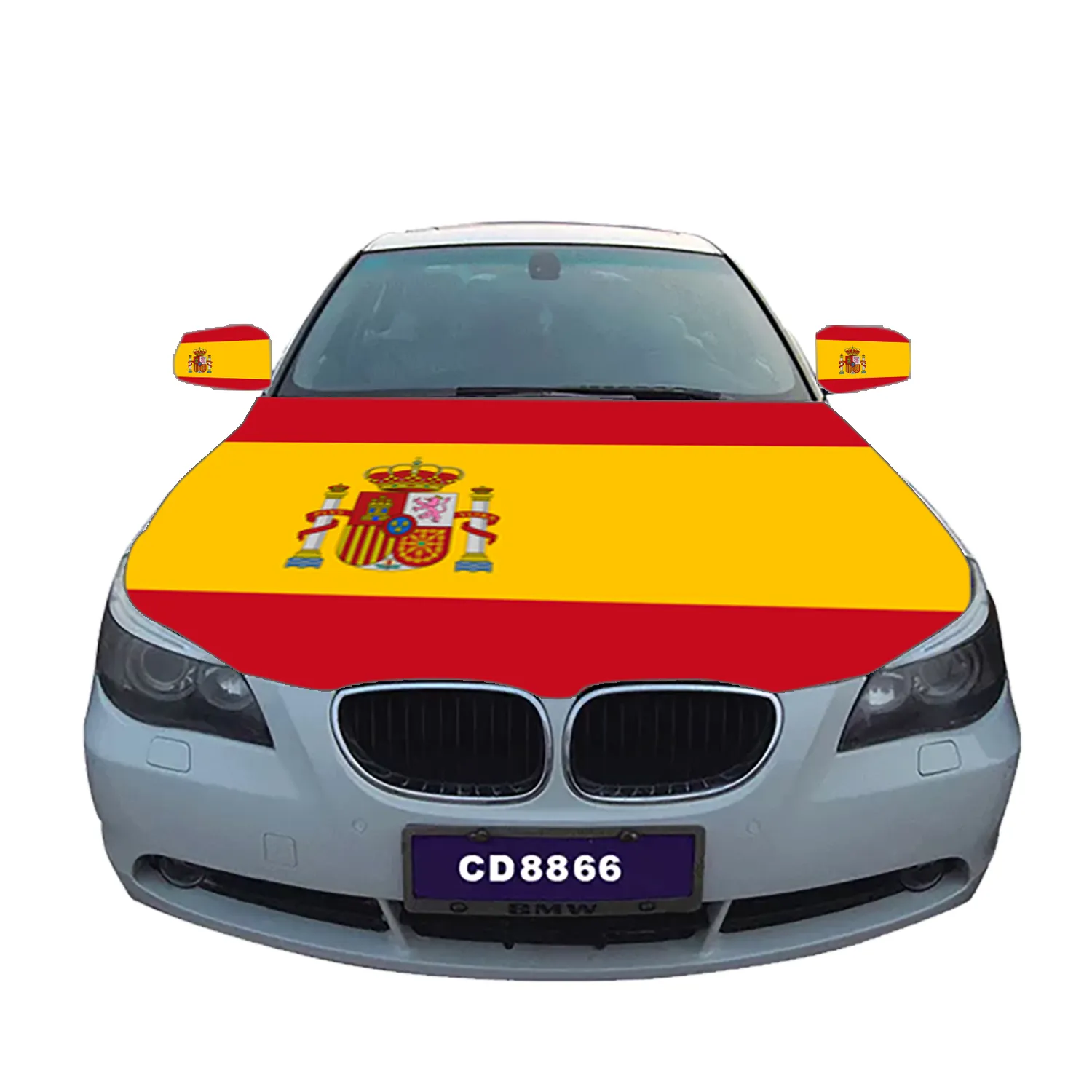 Banderas de motor de tamaño personalizado, cubierta de espejo retrovisor de poliéster 115, 150 x 100% cm, Bandera de capó de coche de españa, venta directa de fábrica