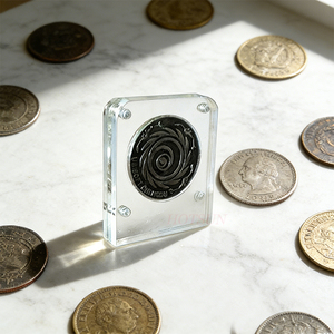 Boîte à monnaies en acrylique transparente carrée, présentoir transparent pour pièces de collection, boîte à monnaies en acrylique magnétique - Product Image 4