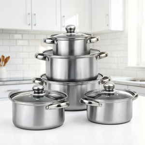 Lot de 5 casseroles de cuisson en acier inoxydable avec poignée, 18cm, 20cm, 22cm, 24cm, 26cm, pour la cuisine domestique, vente en gros à prix réduit - Product Image 1