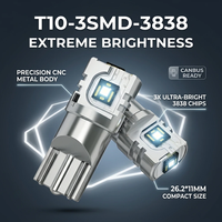 Nouvelles ampoules LED TH Howie T10-3SMD-3838 2W 12-24V CanBus pour feux de position/phare, remplacement des feux de plaque d'immatriculation et des feux d'instrumentation 6000K 330LM