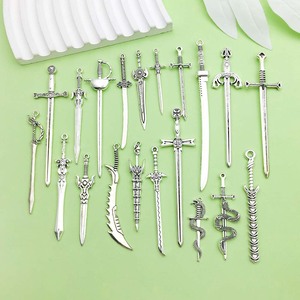 Antique <b>Silver</b> Alloy <b>Sword</b> Pendant Mixed Shapes For Necklace Making DIY Jewelry Accessories Zinc Alloy Plated Middle Size - Product Image 1