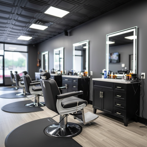 Tappetino Antifatica Impermeabile Nero a Semicerchio per Barbiere, Parrucchiere e Salone - Product Image 1