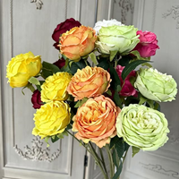 Fleurs artificielles en plastique à 3 têtes superposées en forme de rose, ornements décoratifs haut de gamme, accessoires de photographie pour