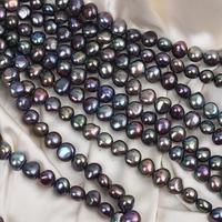 Perles d'eau douce naturelles en vrac certifiées ovales noires de 8-9 mm pour la fabrication de bijoux DIY