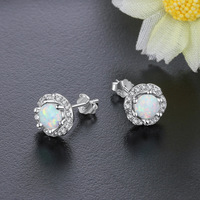 Klassische elegante Schmuck Ohrringe Geschenk 925 Sterling Silber Blume Weiß Opal Ohrringe Fabrik Großhandel OEM Drops hipping