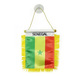 Custom Logo Opknoping Senegal Wimpel Vlag Voor Auto Achteruitkijkspiegel En Woondecoratie